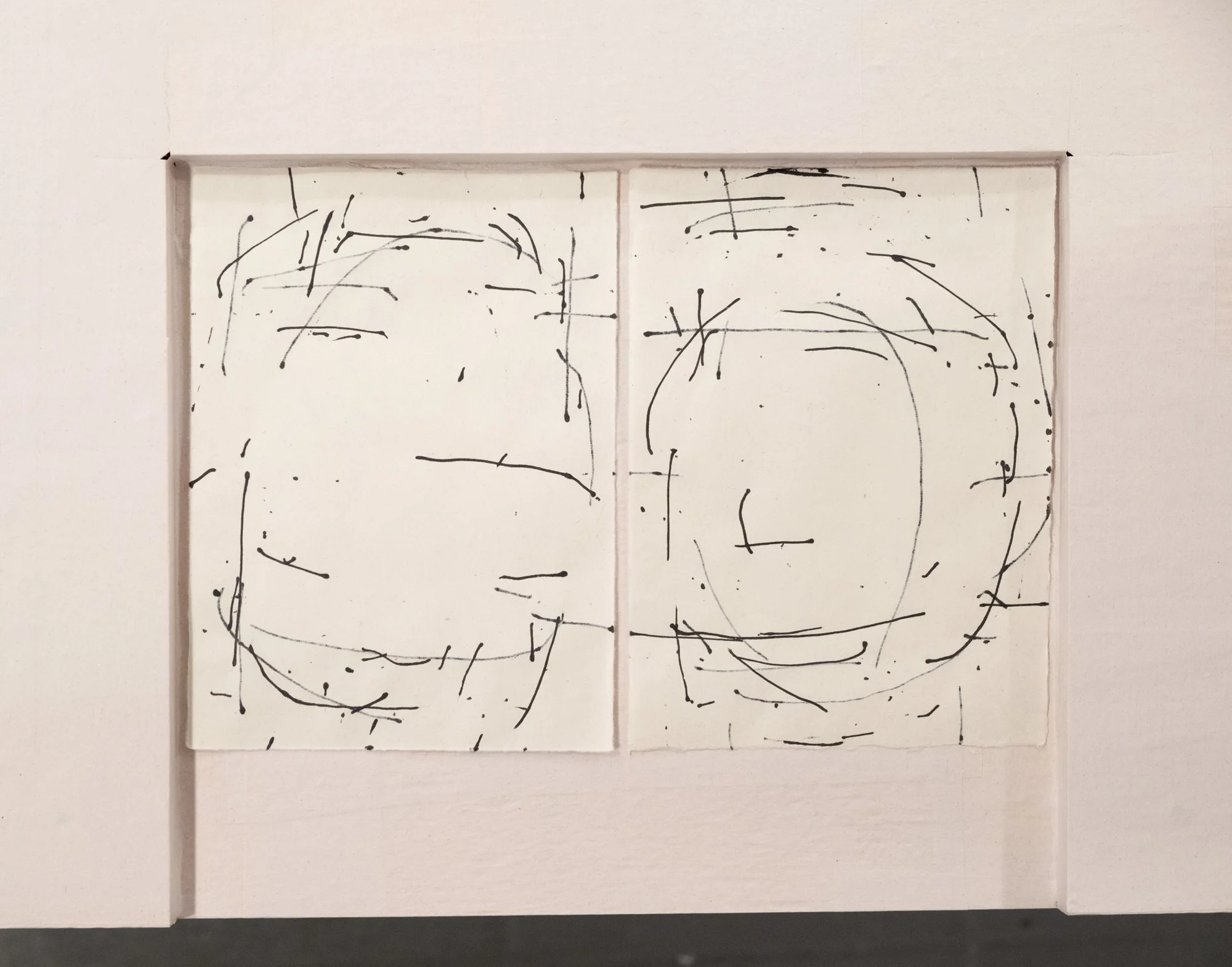   Fields 4 , 2026, ink on paper, 9h x 13in   Courtyard , 2026, Site-Service, Nine, New York 