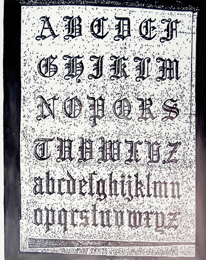 Old English, 2015, salt and oil on canvas, 51" X 64". 