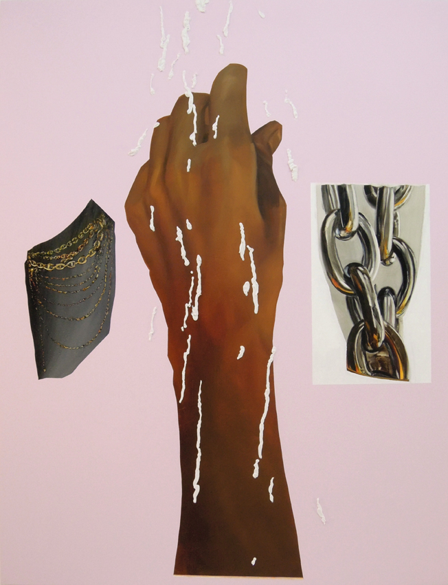 Gilded, 2016, acrylic, oil and caulk on canvas, 52" x 67".