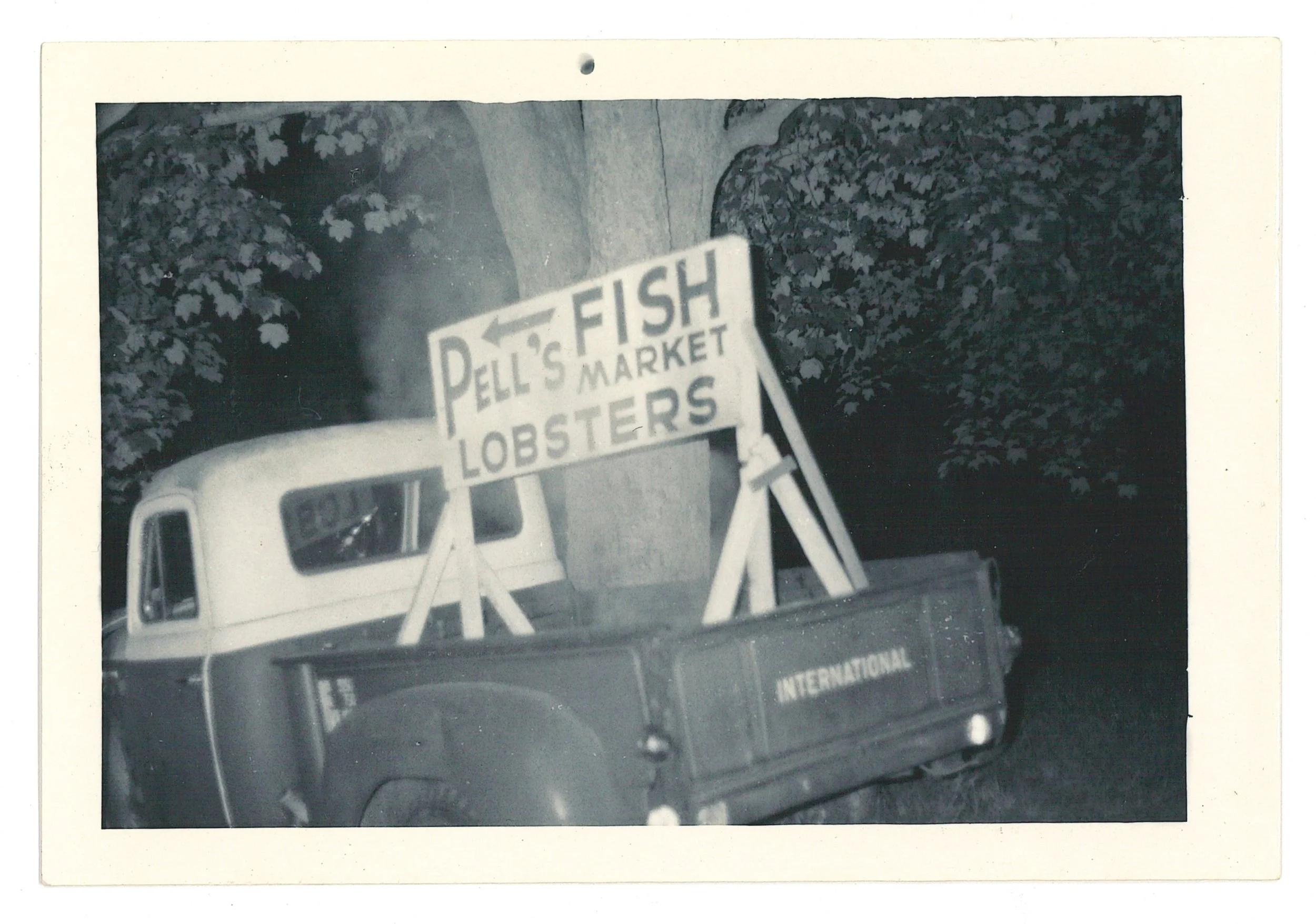 Pell's Fish Market Sign at Night, ca. 1960