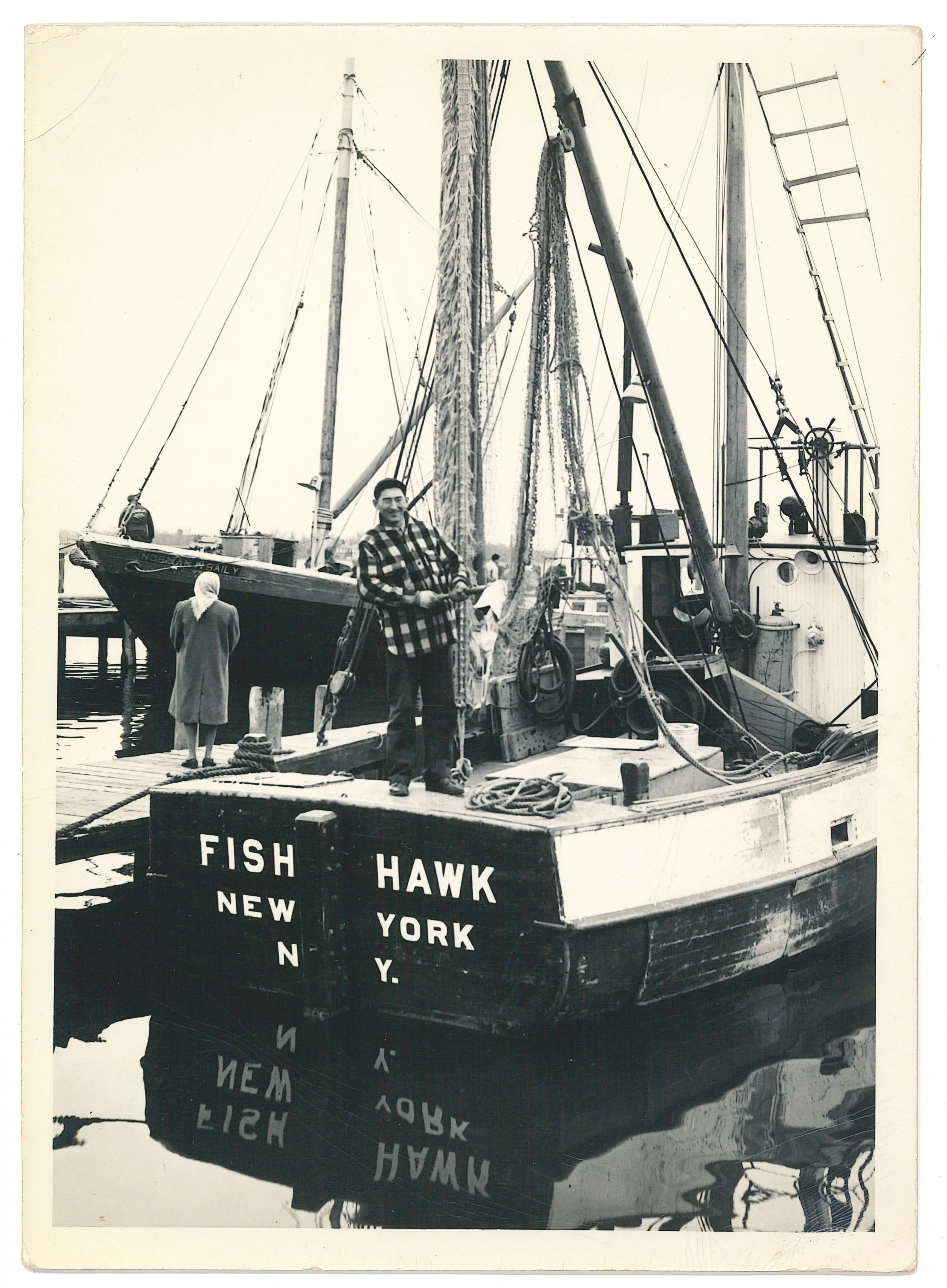 The Fishhawk and Norman W. Baily Docked in Greenport, ca. 1950