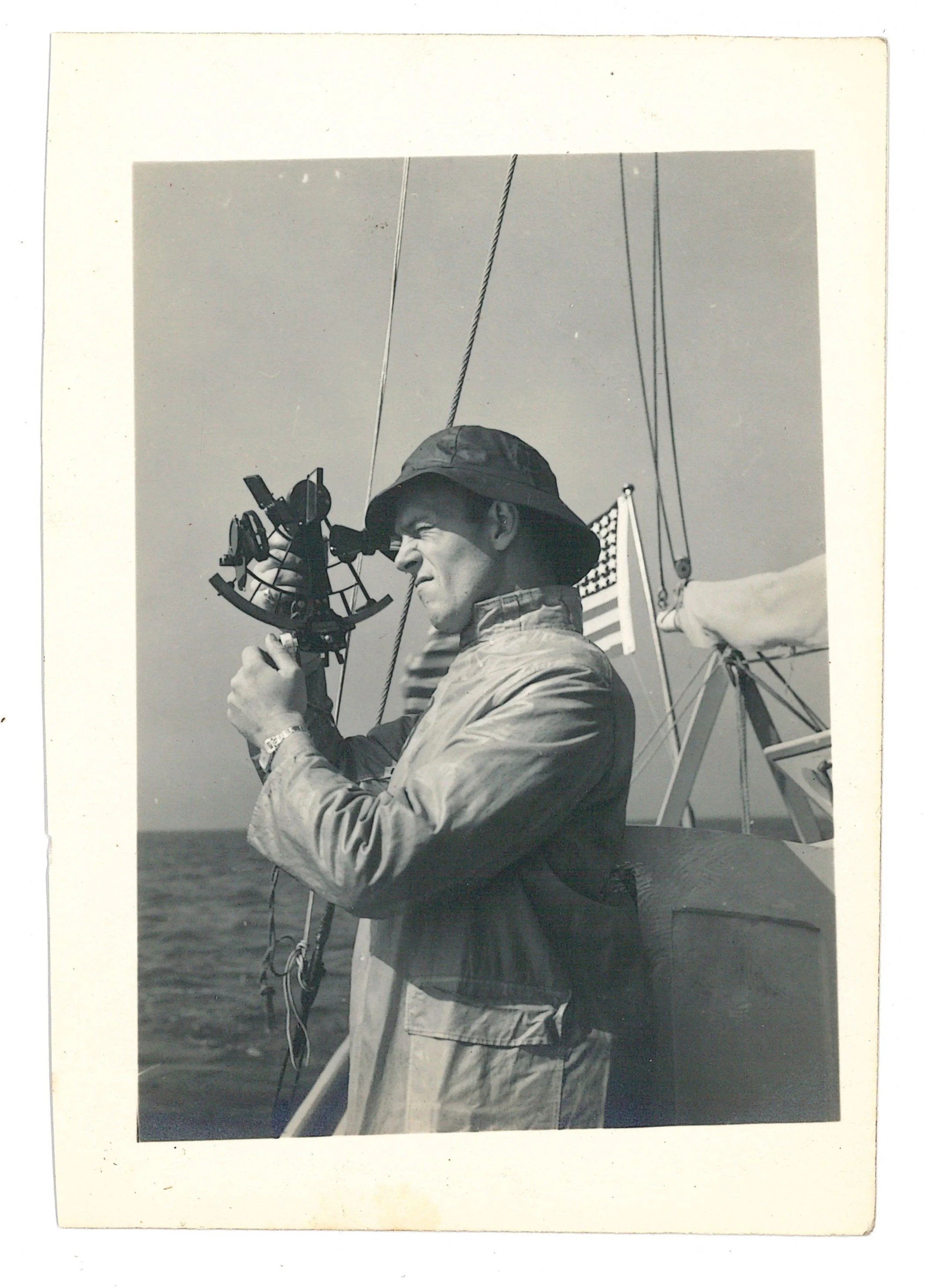 Crew Member of the CGR 3091 with Sextant, ca. 1943.