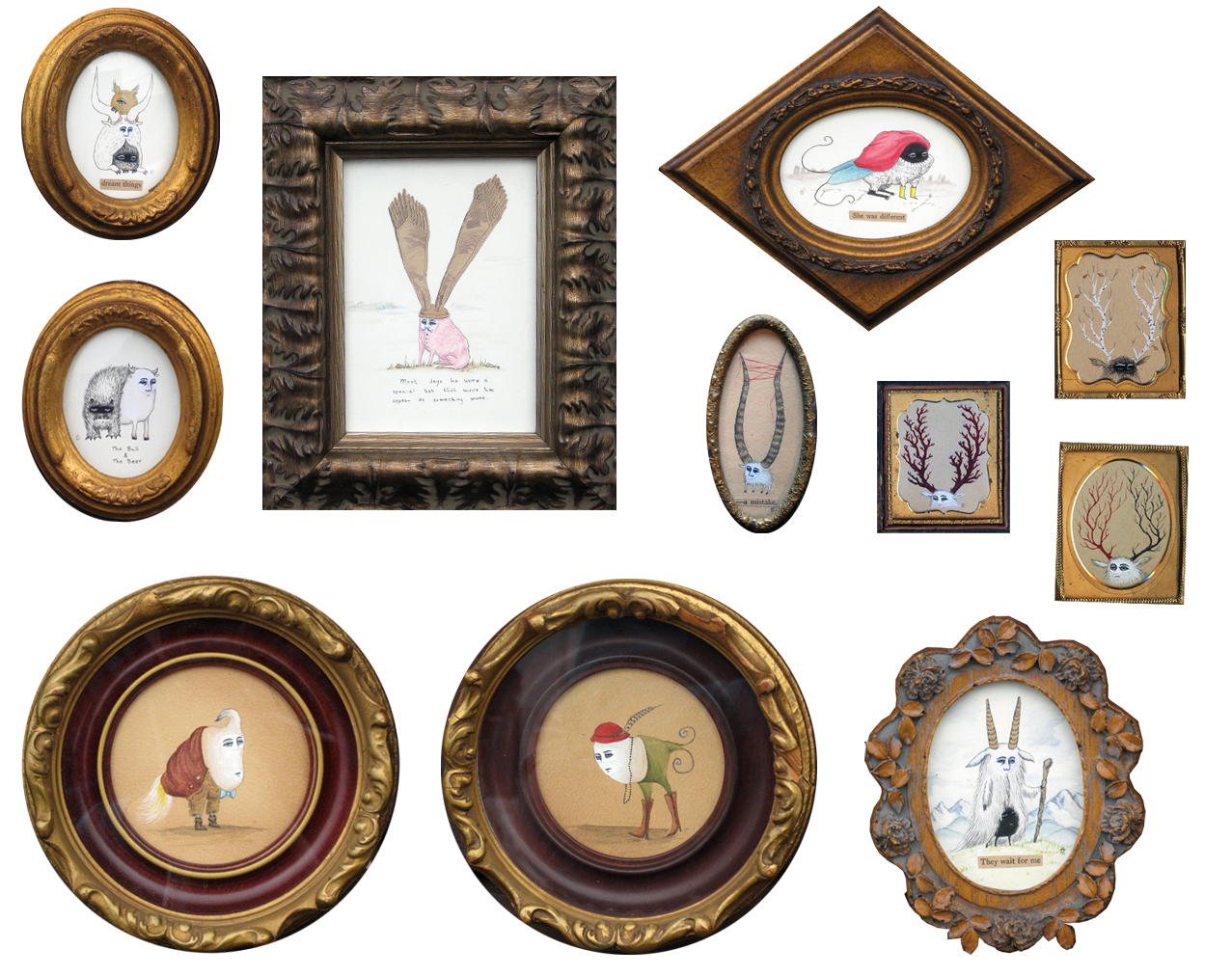 Vintage Framed Drawings and Paintings