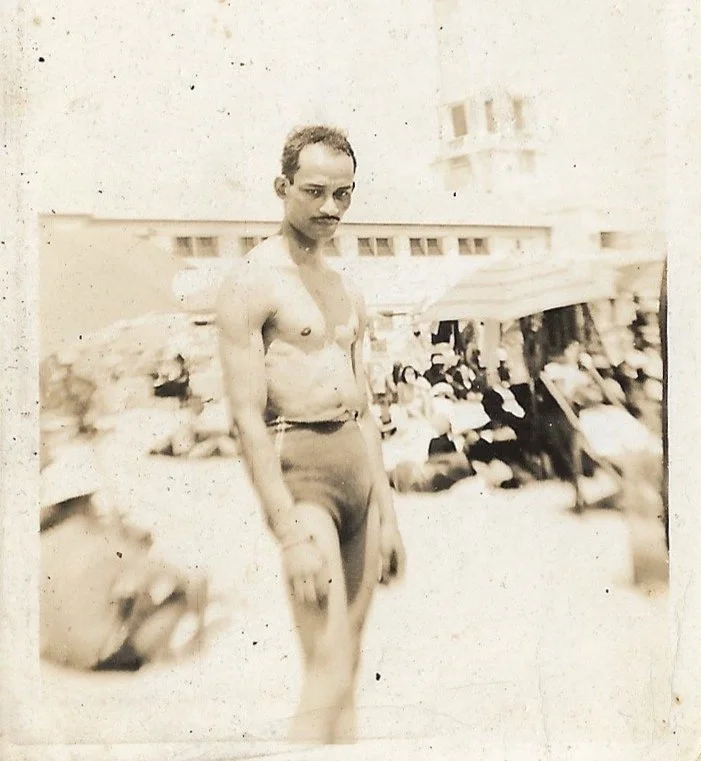   On Seeing My Grandpa Strike a Pose on the Beach , for Momentum 