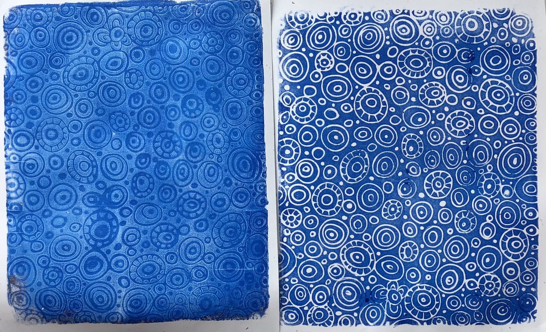 Blue block prints on gelli pad.jpg