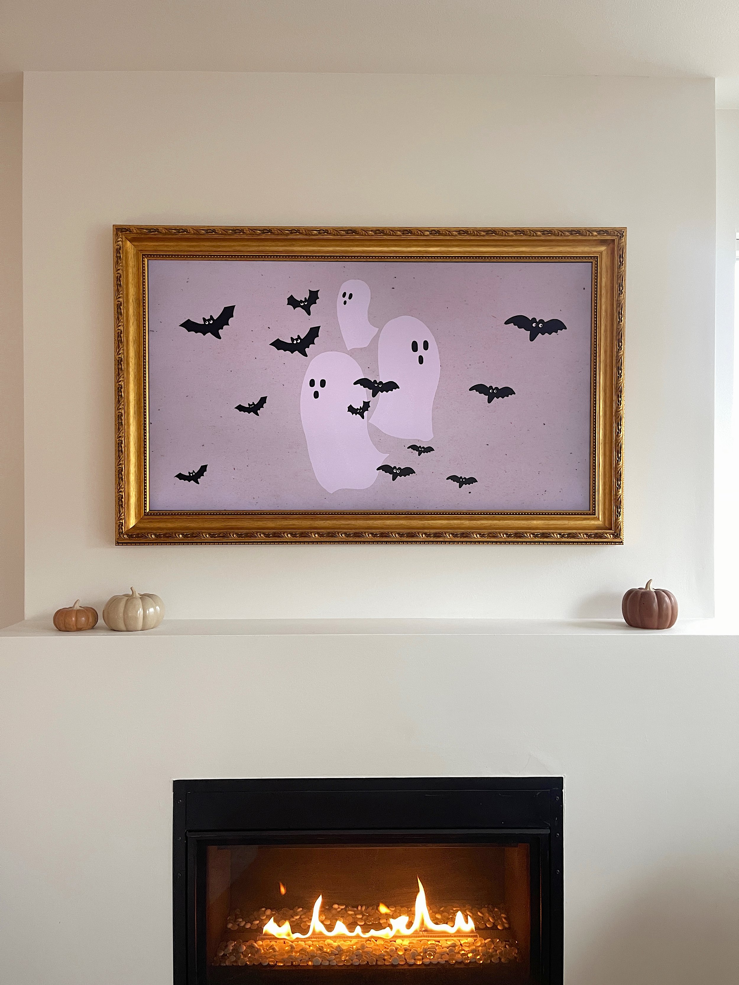 Frame TV Fall Artwork - Spooky Ghost Frame TV Art, Fireplace, Home Renovation, Home Inspo - Bre Sheppard.JPG