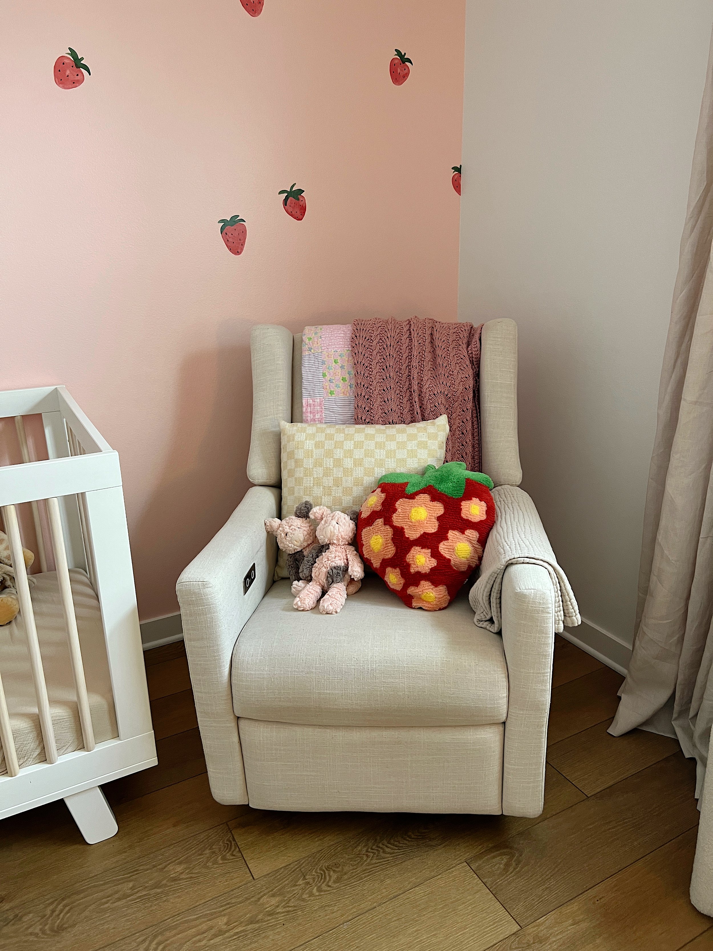 Taya's Strawberry Toddler Room - Pink Elephant by Bher paint color, strawberry room, toddler bedroomr, crib - bresheppard.com.JPG