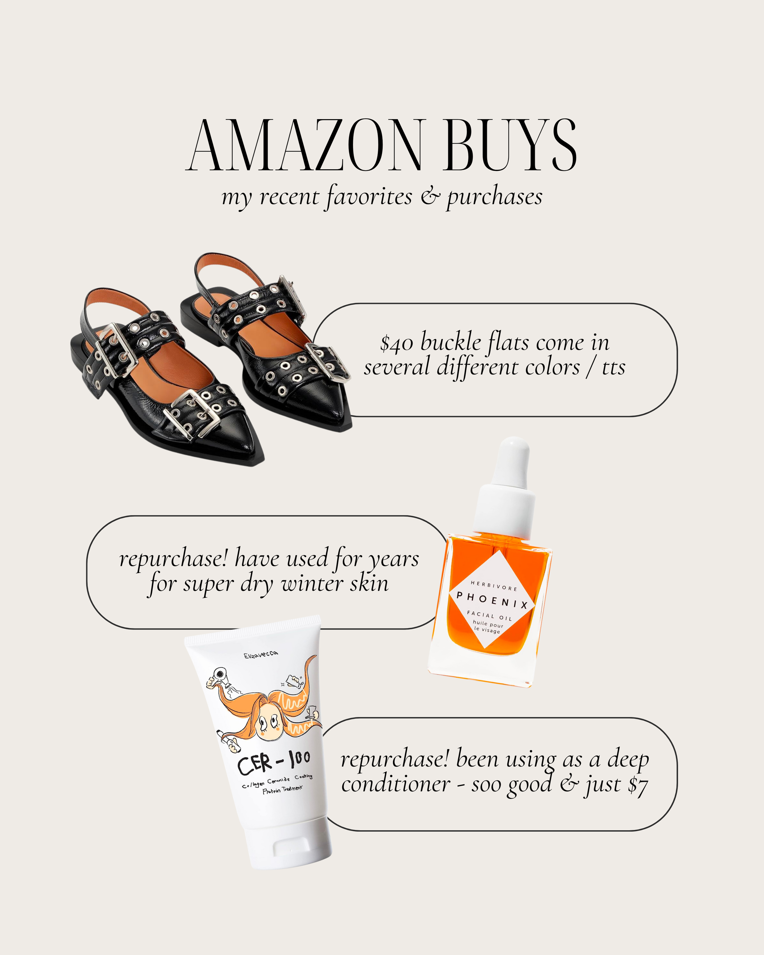 Recent Amazon Buys January 2024 - flats, skincare, hair products - amazon faves - bresheppard.com.png