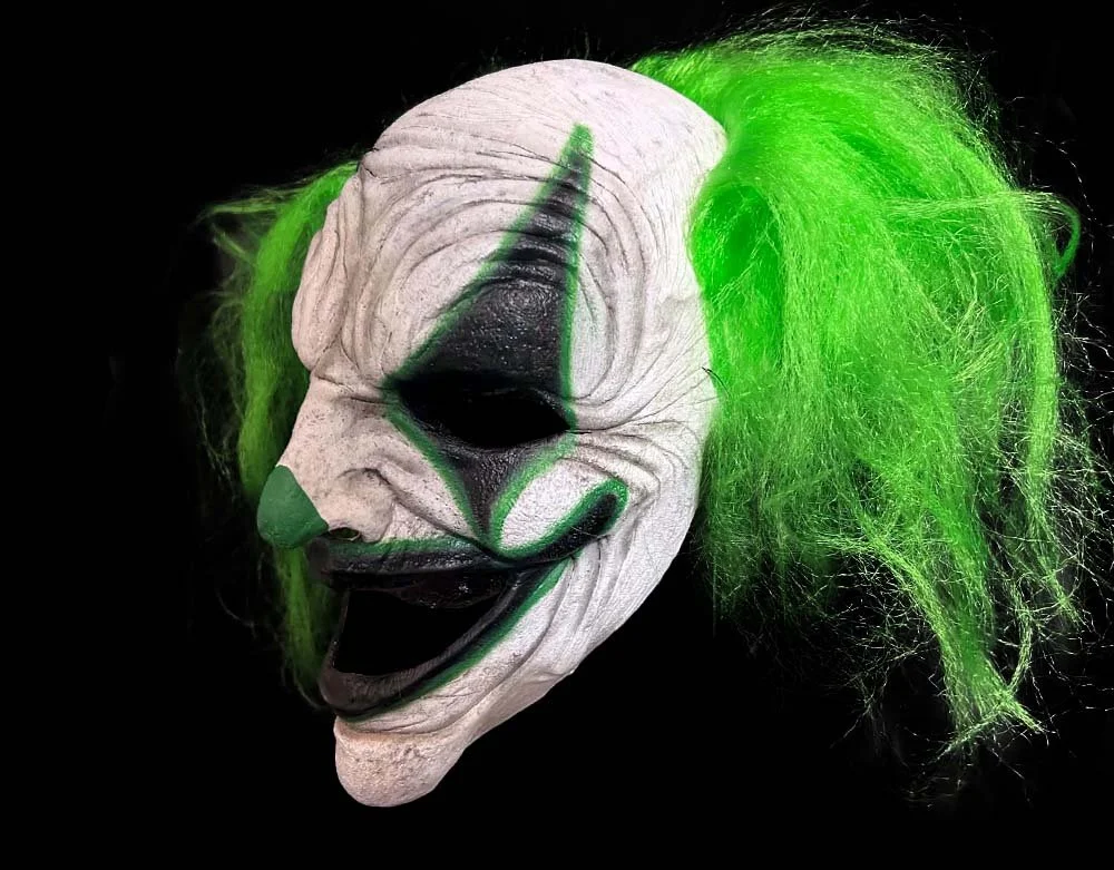 Oktober Studios - Green Carousel Killer Clown of Nightmares - Halloween Latex Mask  Lord Grimley