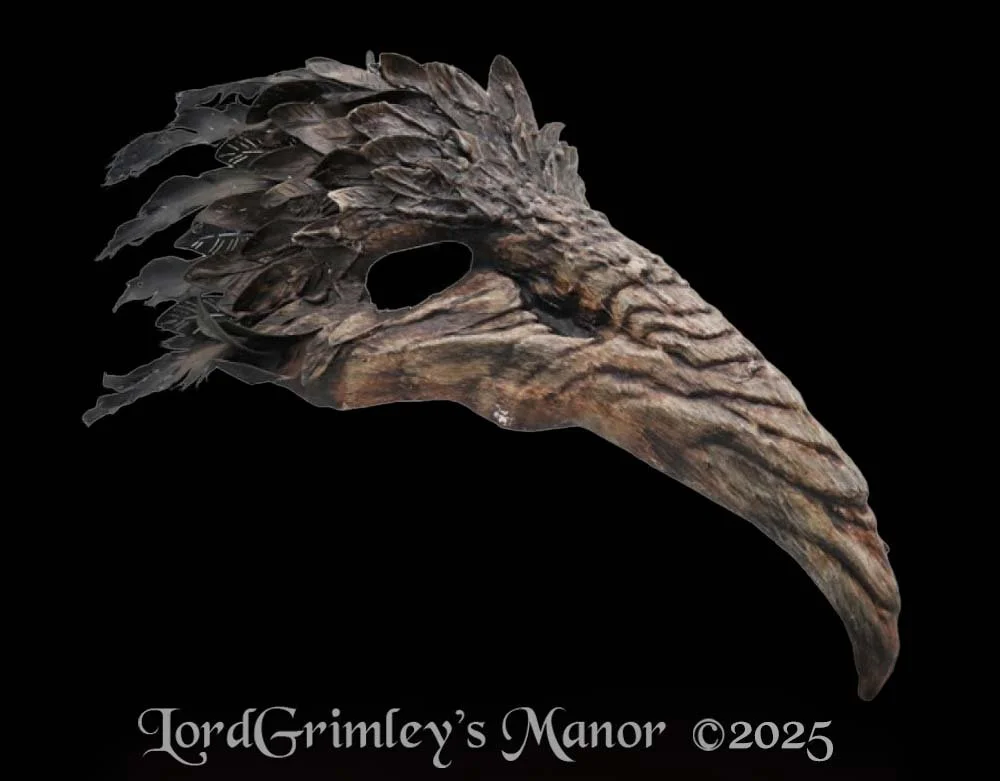 KBW Global - Feathered Plague Doctor Raven Mask M39608BR - Halloween Half Mask - Costume Party Headdress - Lord Grimley's Manor