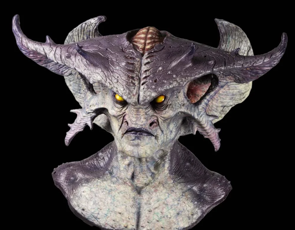 Ghoulish Productions - Warlord Alien - Master of the Three Latex Mask - Halloween Alien Mask - Lord Grimley's Manor