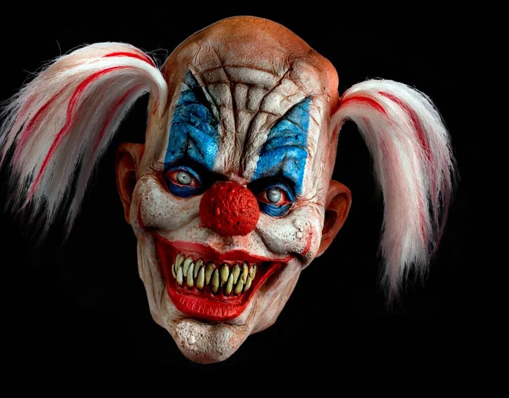 Oktober Studios - Pickle The Dark Web Killer Clown of Nightmares - Halloween Latex Mask - Lord Grimley's Manor