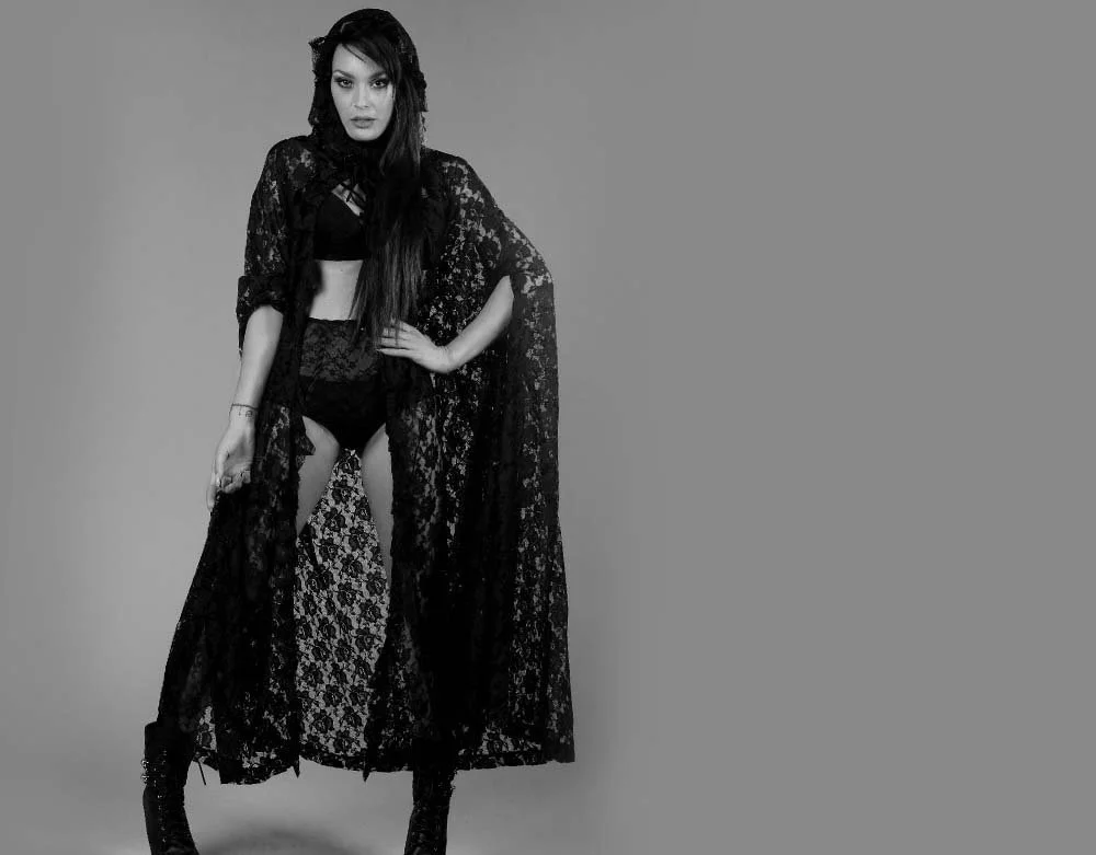 The Weeping Wraith's - Hooded Gothic Cape - Black Lace