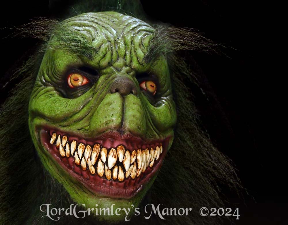 Ghoulish Productions - Grumpy Green Monster Mask - Halloween Latex Mask - Lord Grimley's Manor