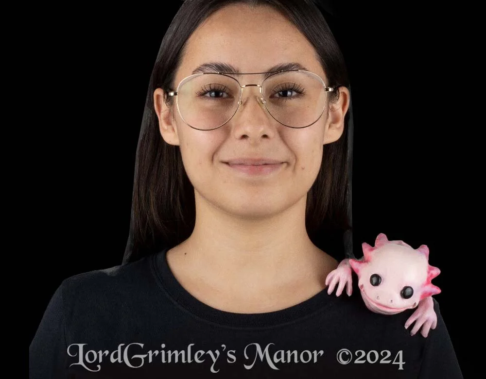 Ghoulish Productions - Pink Axolotl Shoulder Buddy - Halloween Latex Prop - Lord Grimley's Manor