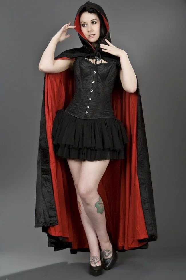 open lace back dress Delicious In Dungeon Rin Red Cape Black Dress Outfits Cosplay Costume –  Coshduk