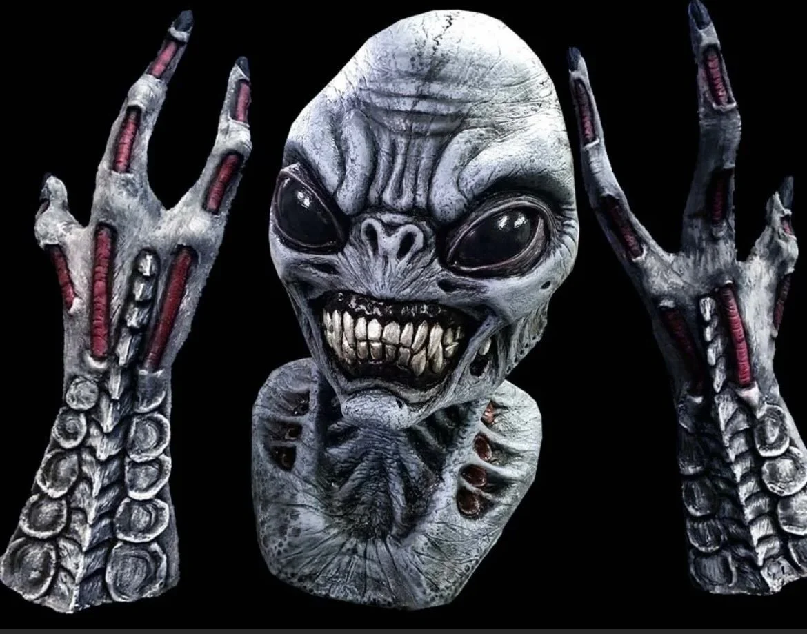 The Alpha Grey alien is once again available with and without gloves now at Lordgrimley.com 

Our Sale has arrived 😈Use code OCTOBER26(All caps) at checkout for 15% off orders over $30 #alien #scifi #space #alienmask #halloween @aliencosplay