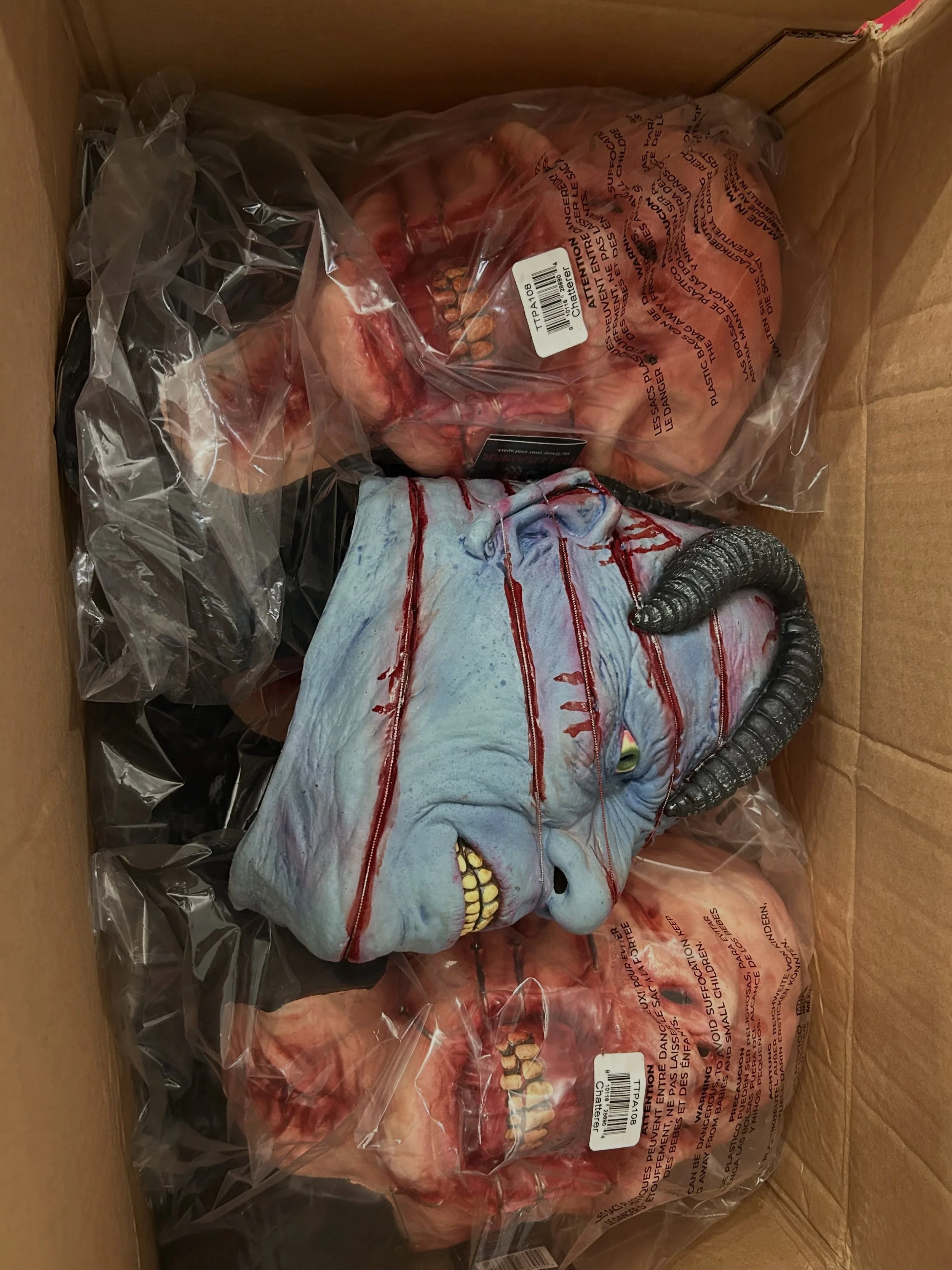 Mail Call‼️Our second batch of Chatter masks plus Dr. Channard just arrived at Lordgrimley.com #chatterer #hellraiser #halloween #horror #drchannard @trick_or_treat_studios