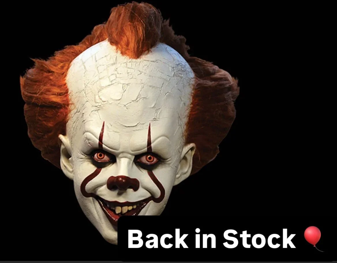 The deluxe Pennywise mask is back Instock at the Manor #pennywise🎈 #it #ittyemovie #clown #scaryclown