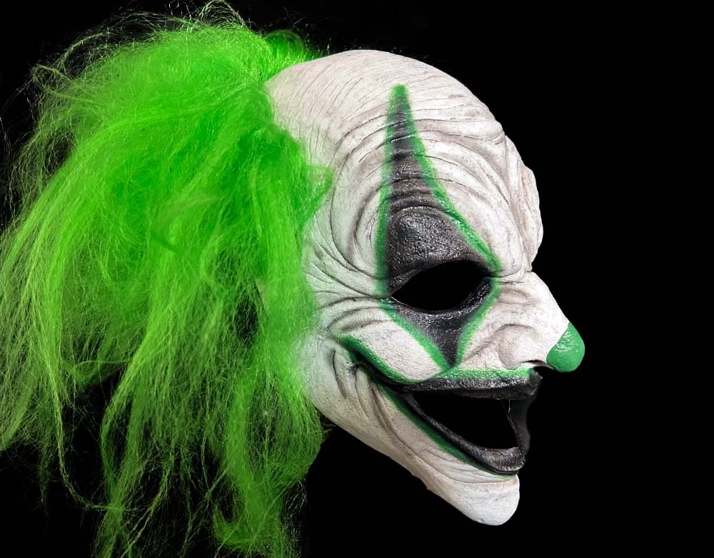 Oktober Studios - Green Carousel Killer Clown of Nightmares - Halloween Latex Mask  Lord Grimley