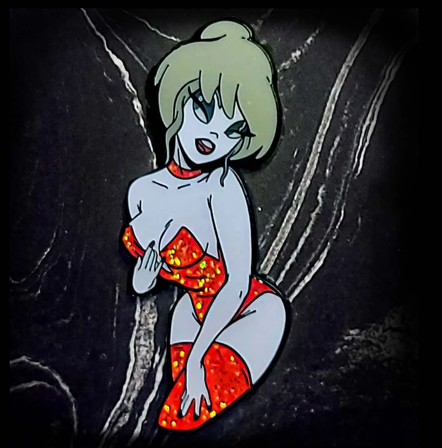 Holly Would Lounge Singer - Patreon Exclusive Red Glitter - Enamel Pin