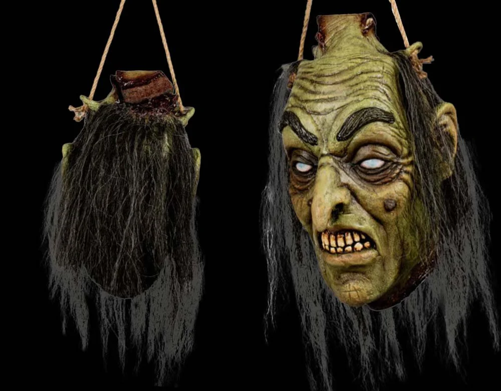 Ghoulish Productions - Headless Witch Deluxe - Green Skin Bag - Candy Pail - Halloween Prop - Lord Grimley's Manor