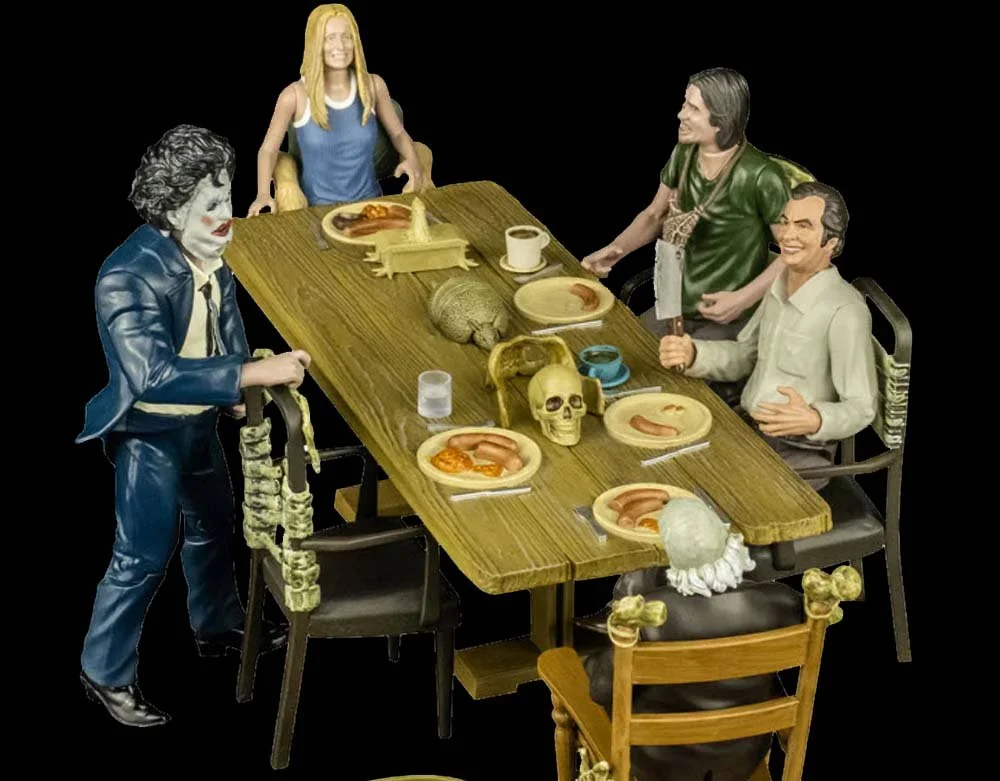 Trick or Treat Studios - Officially Licensed Texas Chainsaw Massacre 1974 Leatherface - 5" Action Figure Dinner Scene Playset - Lord Grimley's Manor