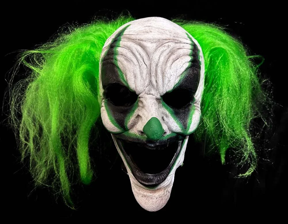 Oktober Studios - Green Carousel Killer Clown of Nightmares - Halloween Latex Mask  Lord Grimley