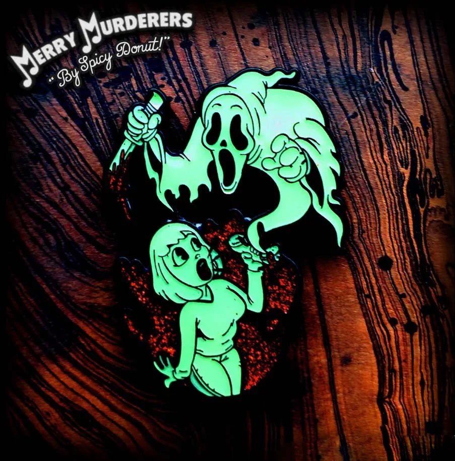 Spicy Donut - Gosh Golly Guh-Ghost - Halloween Horror Enamel Pin Glow in the Dark Variant - Lord Grimley's Manor