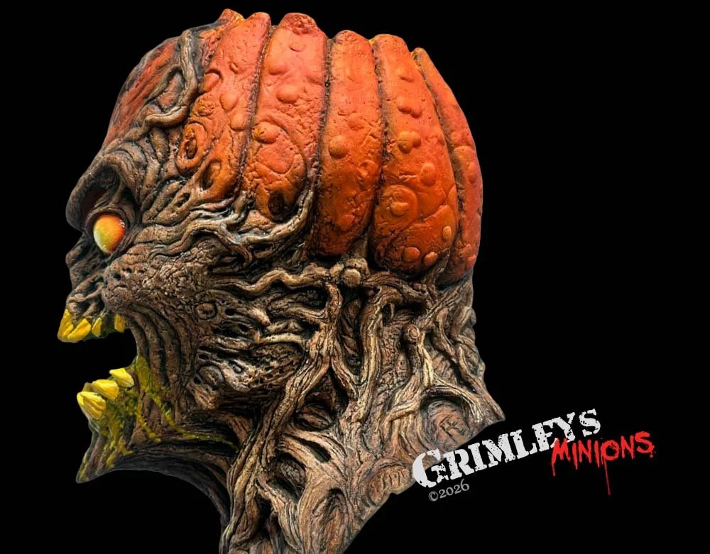 Lord Grimley's Manor - Wrath Pumpkin Scarecrow Gloves Combo - Exclusive Halloween Latex Mask