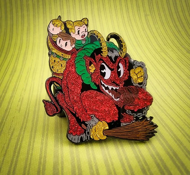 Krampus - Red Glitter - Enamel Pin