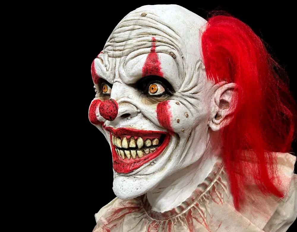 Oktober Studios - Jerry Red Dark Web Killer Clown of Nightmares - Halloween Latex Mask - Lord Grimley's Manor