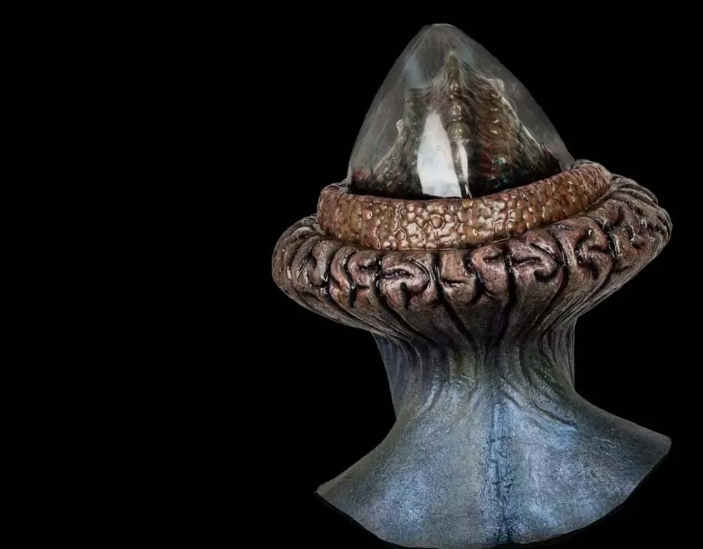 Ghoulish Productions - Saturnian Alien - Poly Skull Latex Mask - Halloween Alien Mask - Lord Grimley's Manor