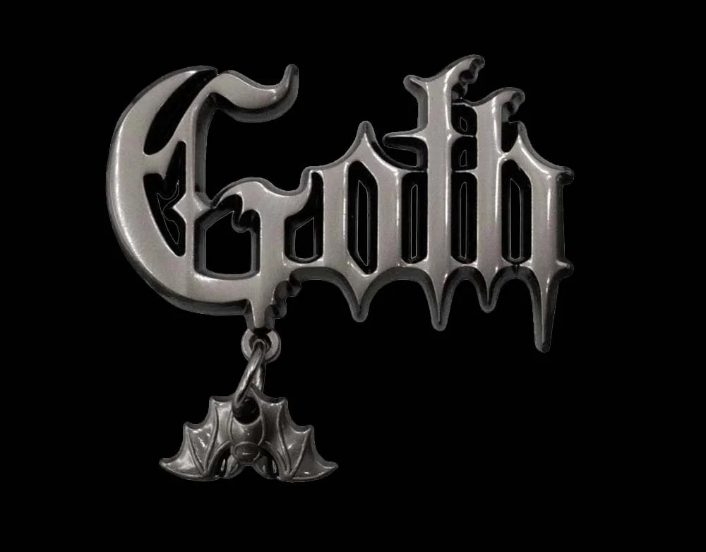 Kreepsville 666 - Goth Text Gunmetal Grey - Enamel Pin - Lord Grimley's Manor