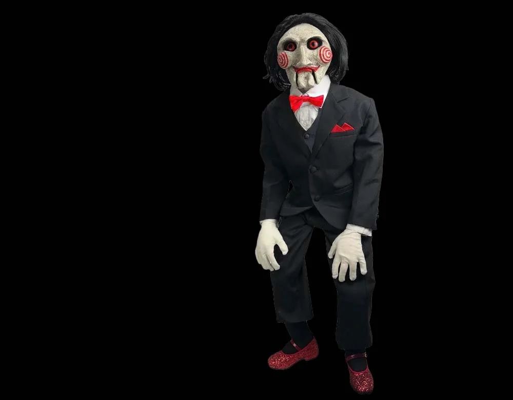 Trick or Treat Studios - Officially Licensed SAW Billy The Puppet - Deluxe Prop With Sound and Motion - Halloween Poseable Prop - Lord Grimley's Manor
