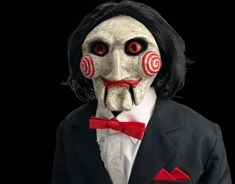 Trick or Treat Studios - Officially Licensed SAW Billy The Puppet - Deluxe Prop With Sound and Motion - Halloween Poseable Prop - Lord Grimley's Manor