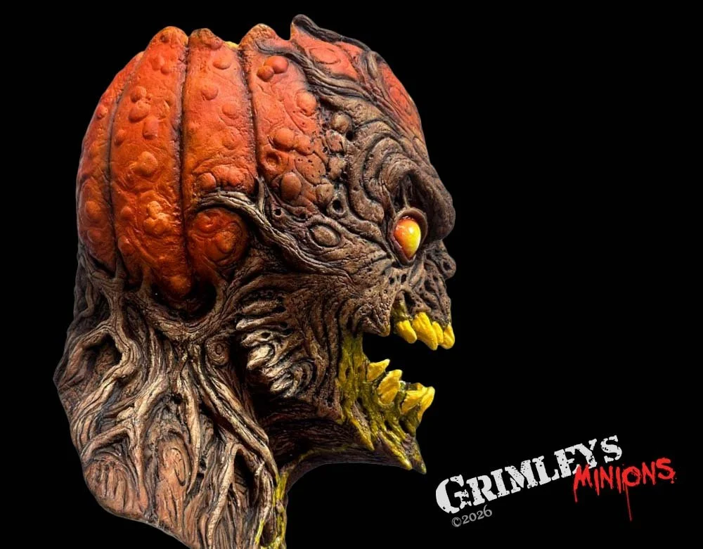 Lord Grimley's Manor - Wrath Pumpkin Scarecrow Gloves Combo - Exclusive Halloween Latex Mask