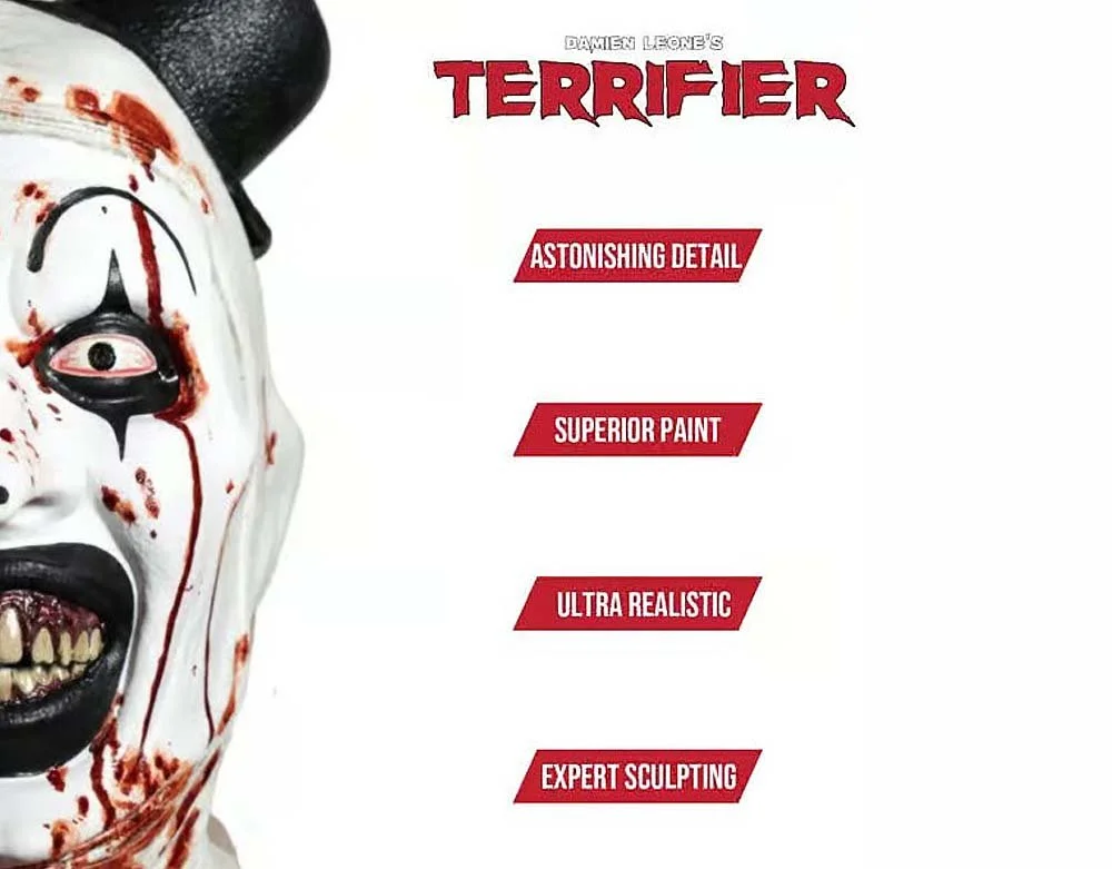 Tinsley Studio - Terrifier 3 - Killer Art the Clown Bloody Variant - Halloween Latex Mask - Lord Grimley's Manor