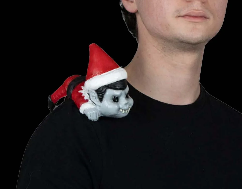 Ghoulish Productions - Possessed Christmas Elf Shoulder Buddy - Halloween Shoulder Latex Prop - Lord Grimley's Manor