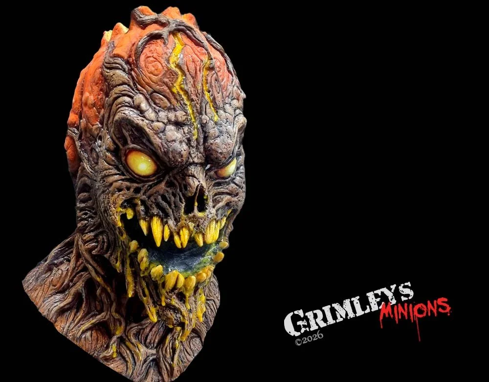 Lord Grimley's Manor - Wrath Pumpkin Scarecrow Gloves Combo - Exclusive Halloween Latex Mask