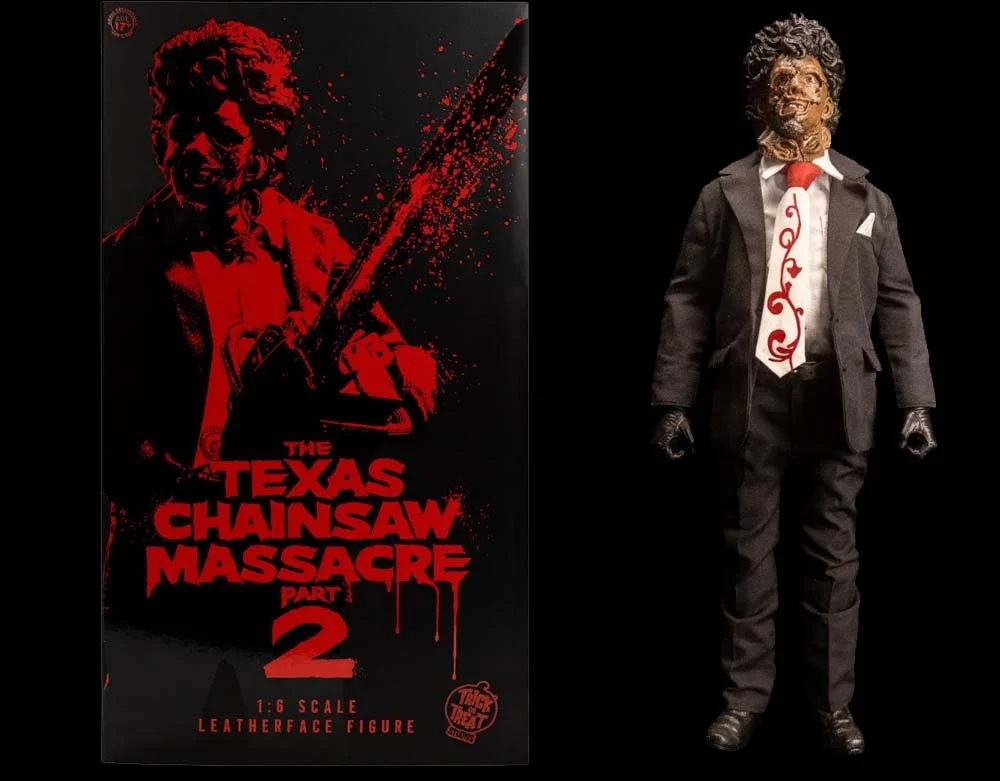 Trick or Treat Studios - Officially Licensed Texas Chainsaw Massacre 2 - Leatherface 13" Poseable Action Figure 1:6 Scale - Lord Grimley's Manor