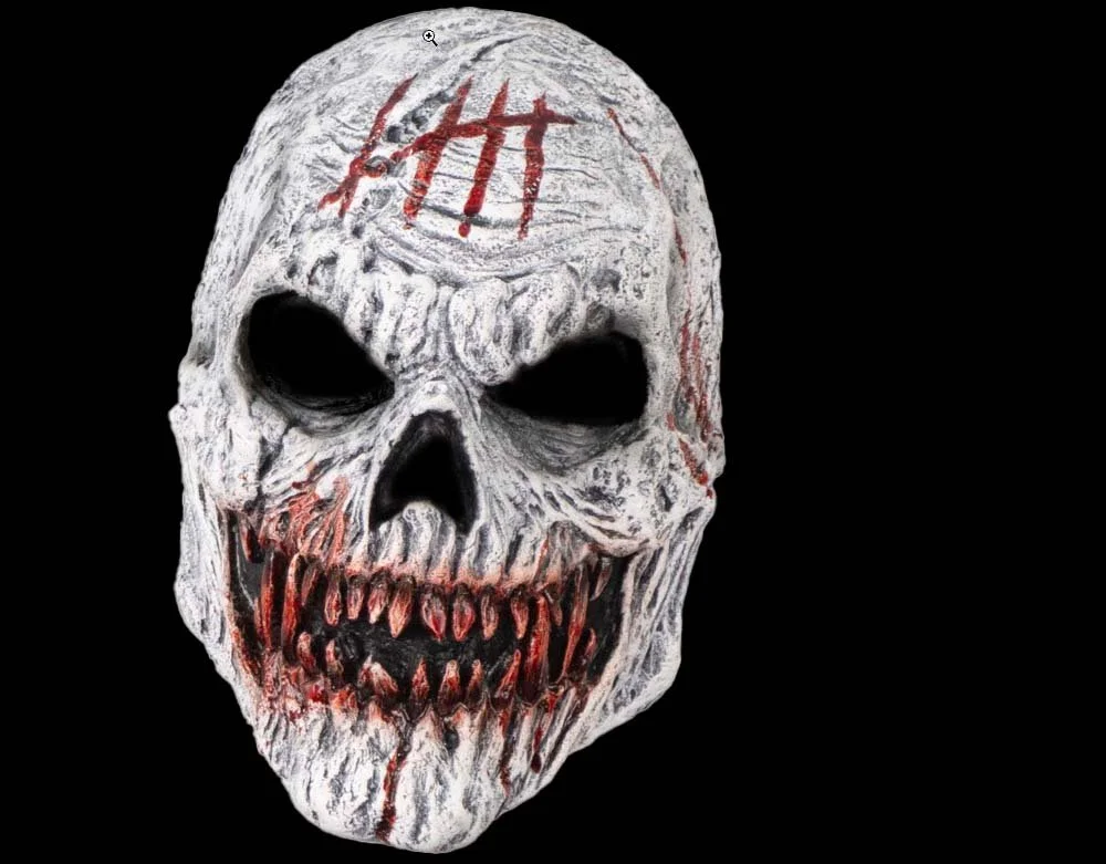 Ghoulish Productions - Skull with Pointy Fangs - Demon Monster Mask - Halloween Latex Mask - Lord Grimley's Manor