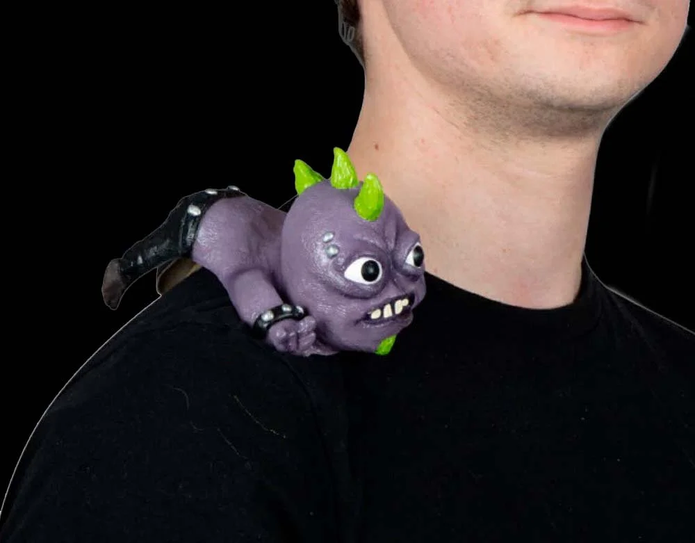 Ghoulish Productions - Purple Punk Monster Shoulder Buddy - Halloween Shoulder Latex Prop - Lord Grimley's Manor