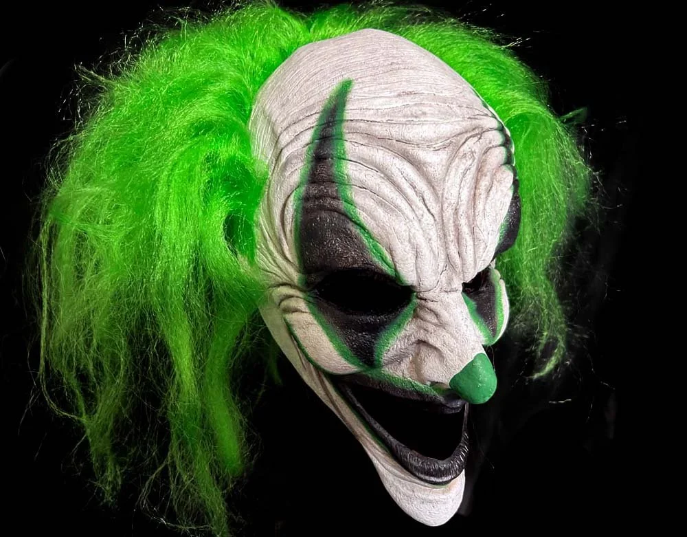 Oktober Studios - Green Carousel Killer Clown of Nightmares - Halloween Latex Mask  Lord Grimley