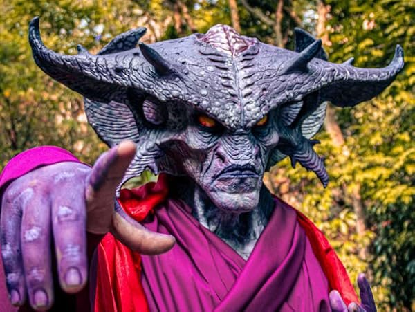 Ghoulish Productions - Warlord Alien - Master of the Three Latex Mask - Halloween Alien Mask - Lord Grimley's Manor