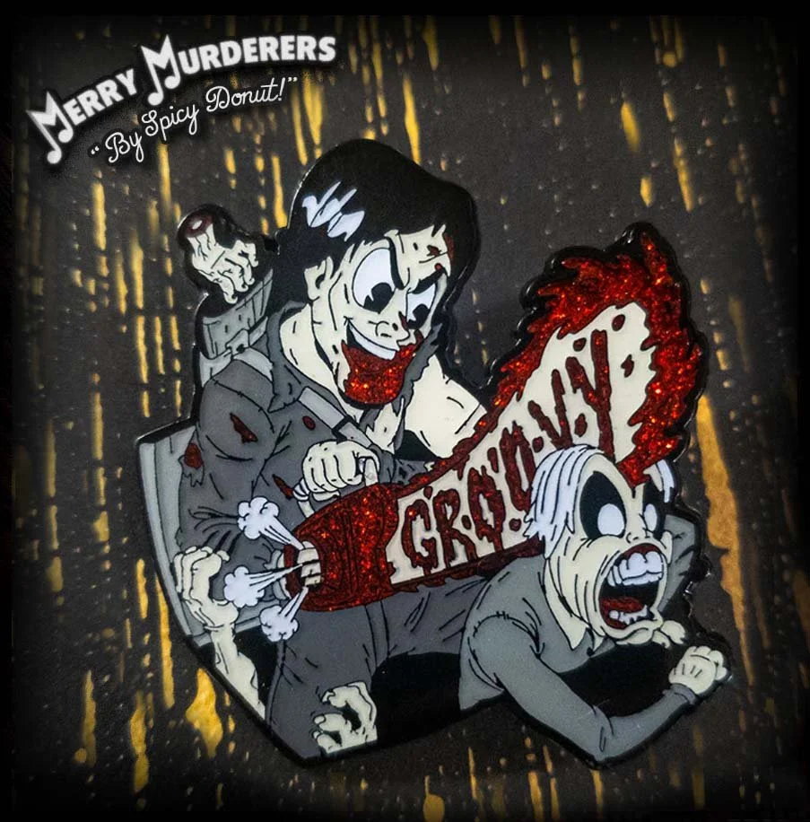 Groovy Ash - Black and White With Glitter Blood - Enamel Pin