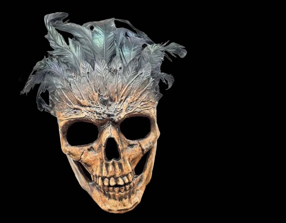 KBW Global - Feathered Raven Skull Mask - Halloween Half Mask - Lord Grimley's Manor
