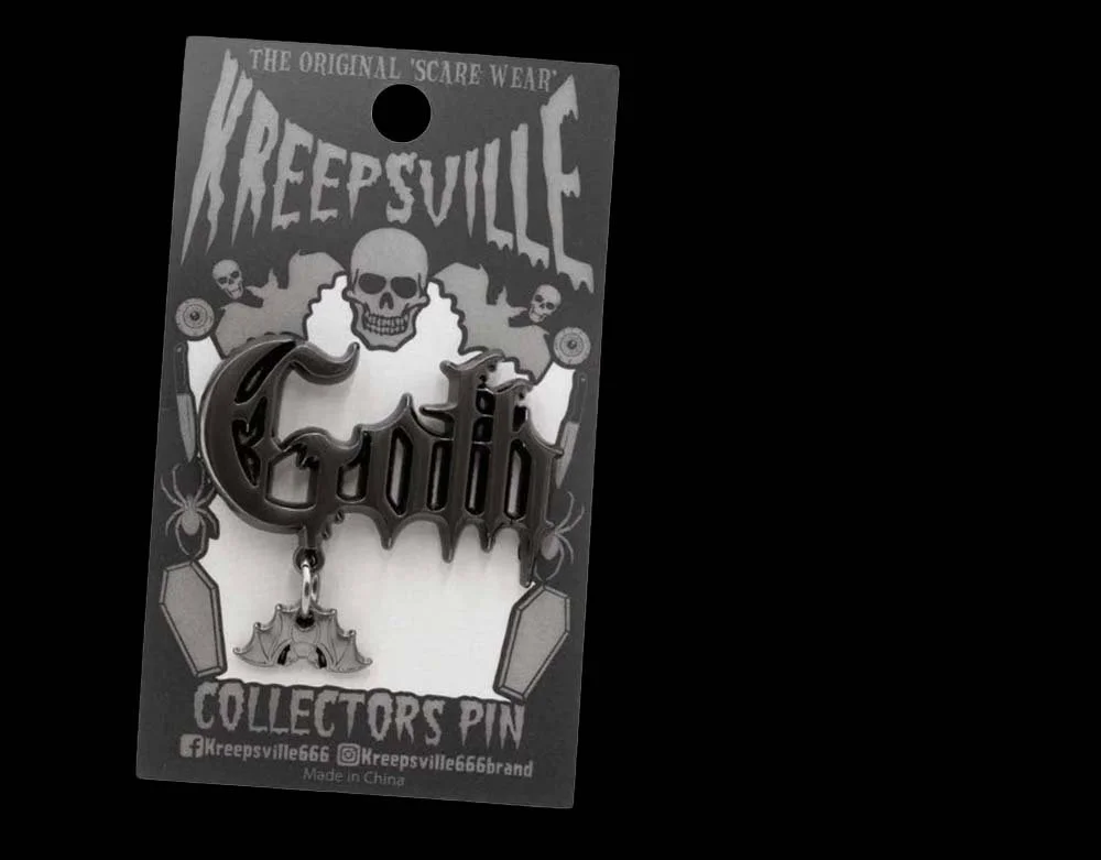 Kreepsville 666 - Goth Text Gunmetal Grey - Enamel Pin - Lord Grimley's Manor