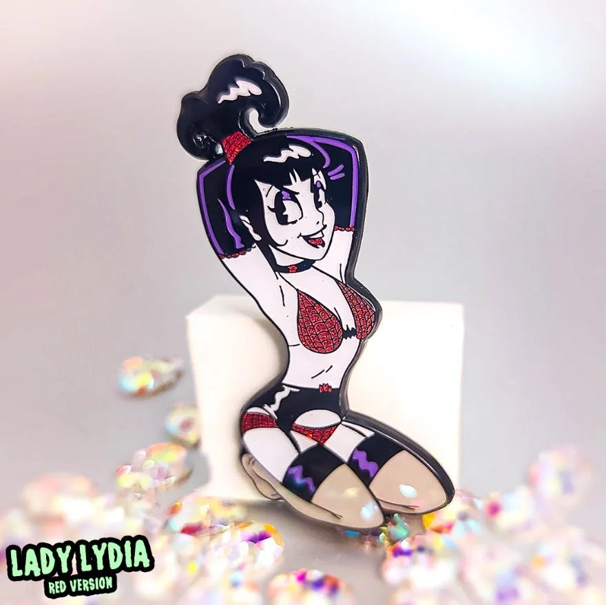 Spicy Donut - Sexy Lady Lydia With Red Glitter - Enamel Pin - Lord Grimley's Manor