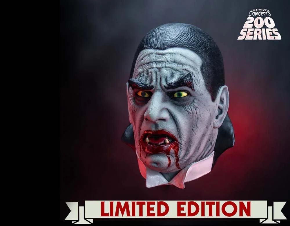 Trick or Treat Studios - Officially Licensed Illusive Concepts 200 Series Dracula - Retro Halloween Latex Mask - Lord Grimley's Manor